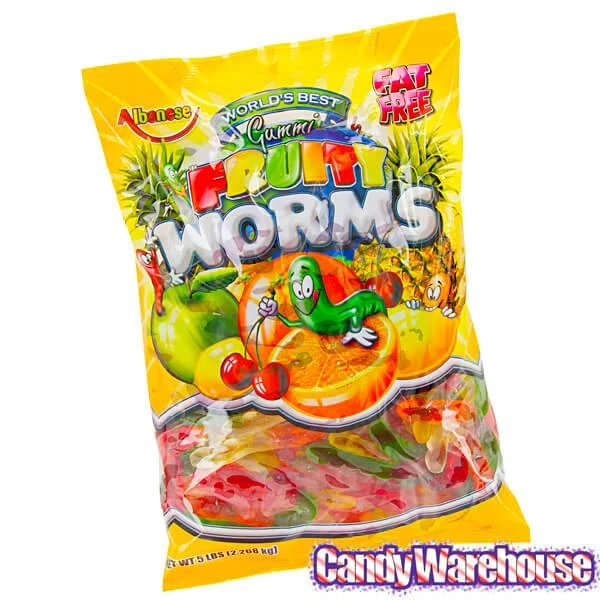 Albanese Assorted Fruit Gummy Worms: 5LB Bag - Image 4