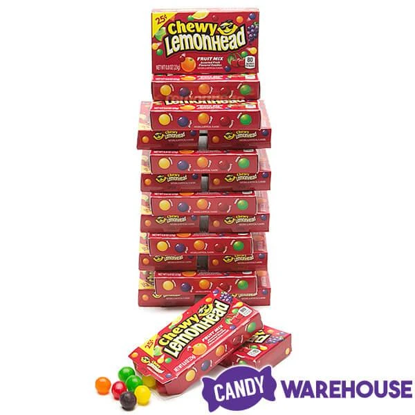 Chewy Lemonhead Fruit Mix Candy Mini Packs: 24-Piece Box - Image 3