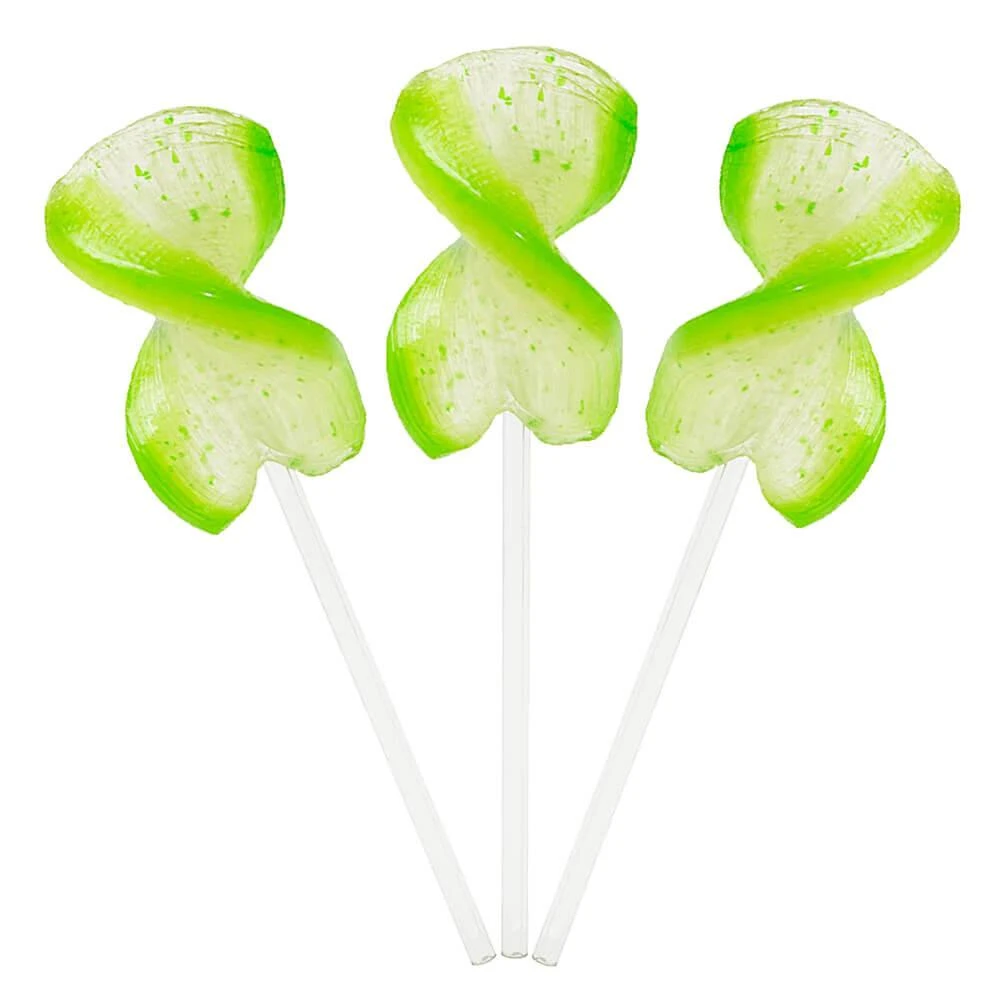 CurlyCutes Petite Crystal Ribbon Pops - Green Lime: 20-Piece Jar