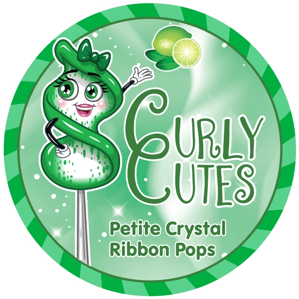 CurlyCutes Petite Crystal Ribbon Pops - Green Lime: 20-Piece Jar - Image 5