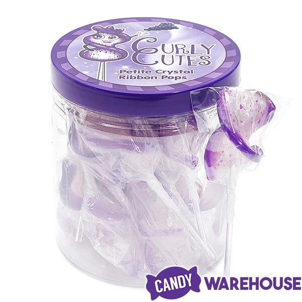 CurlyCutes Petite Crystal Ribbon Pops - Purple Grape: 20-Piece Jar - Image 5