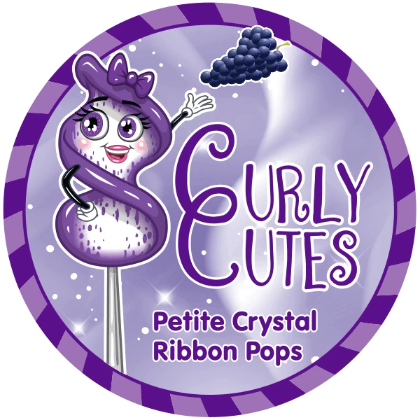 CurlyCutes Petite Crystal Ribbon Pops - Purple Grape: 20-Piece Jar - Image 7