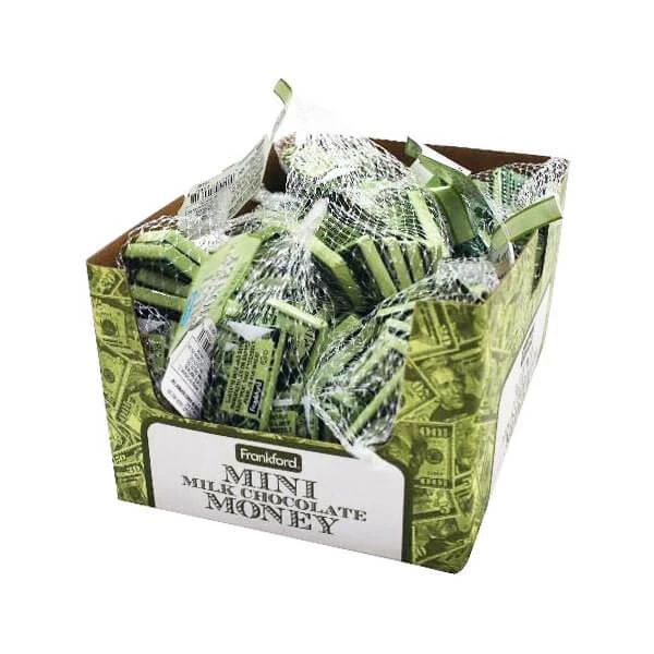 Foiled Milk Chocolate Money Mini Bars In Mesh Bags: 18-Piece Box - Image 3