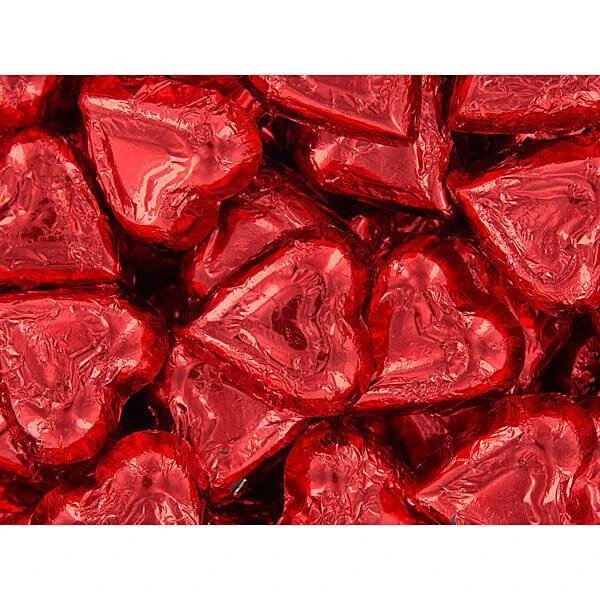 Madelaine Red Foiled Milk Chocolate Hearts: 5LB Box