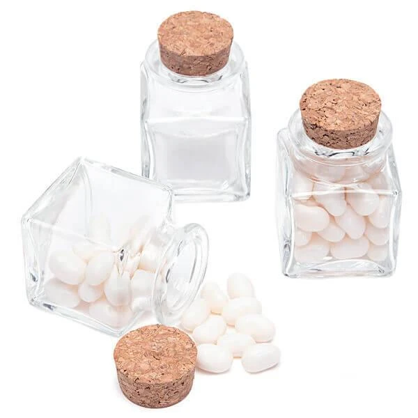 Mini Glass Favor Jars - 1.75-Ounce Square Jar With Cork Stopper: 12-Piece Set