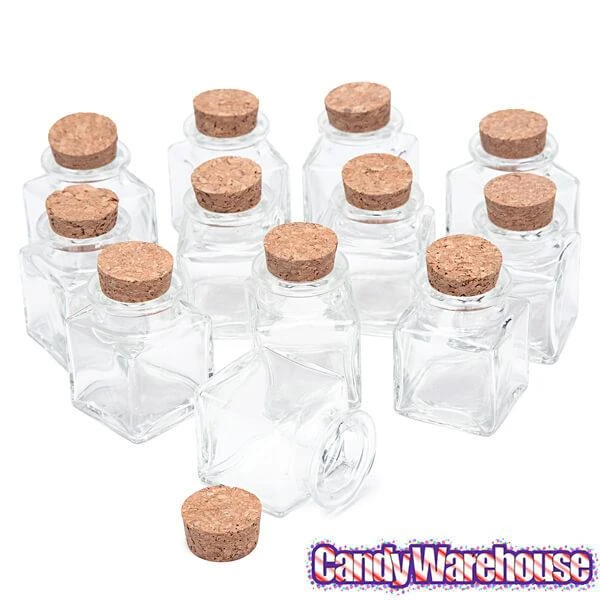 Mini Glass Favor Jars - 1.75-Ounce Square Jar With Cork Stopper: 12-Piece Set - Image 4