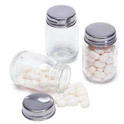 Mini Glass Favor Jars - 2.75-Ounce Mason Jar With Silver Top: 12-Piece Set