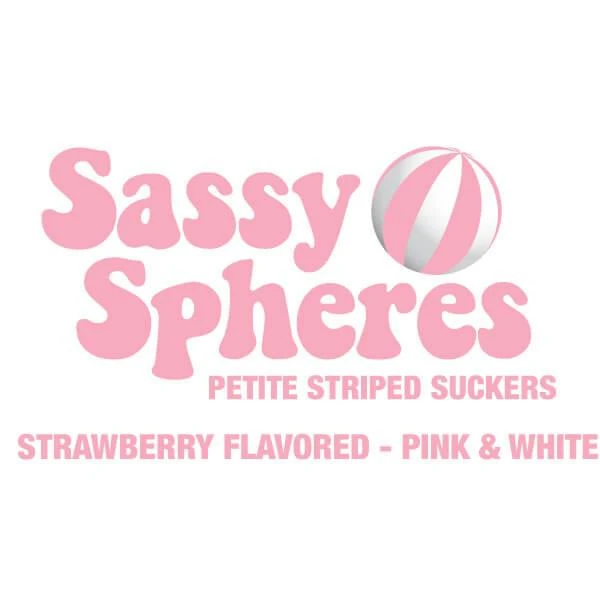YumJunkie Sassy Spheres Strawberry Pink Striped Ball Lollipops: 100-Piece Bag - Image 2