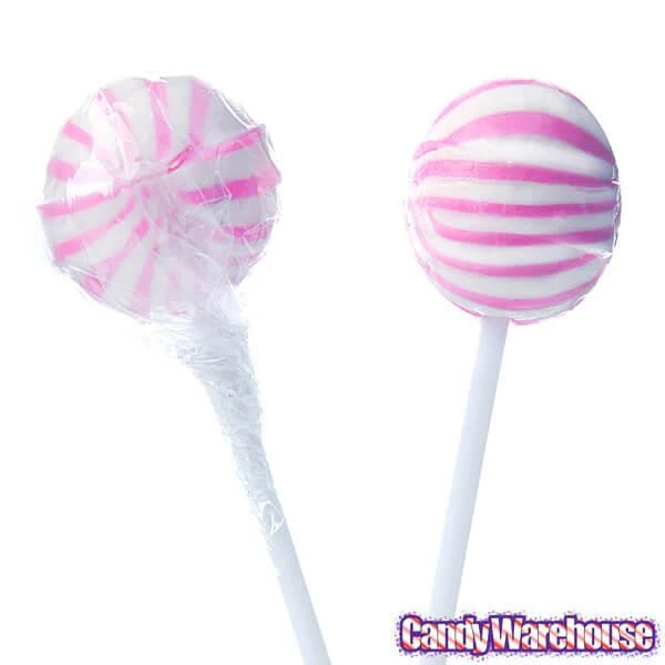 YumJunkie Sassy Spheres Strawberry Pink Striped Ball Lollipops: 100-Piece Bag - Image 3